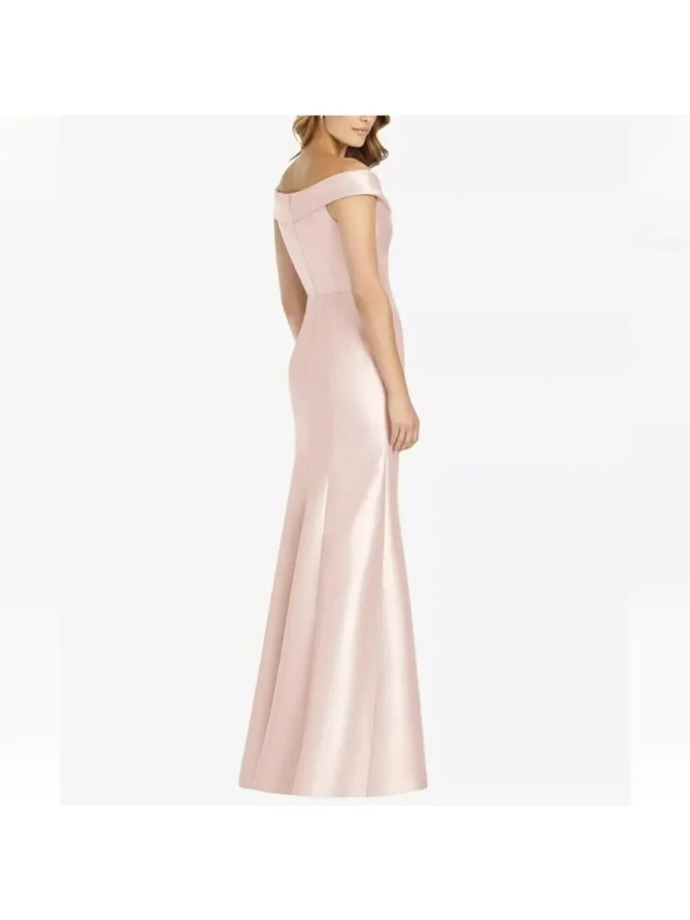 Alfred Sung Off The Shoulder Cuff Trumpet Gown Size 4 New Bridesmaid D760 Blush - Picture 4 of 7